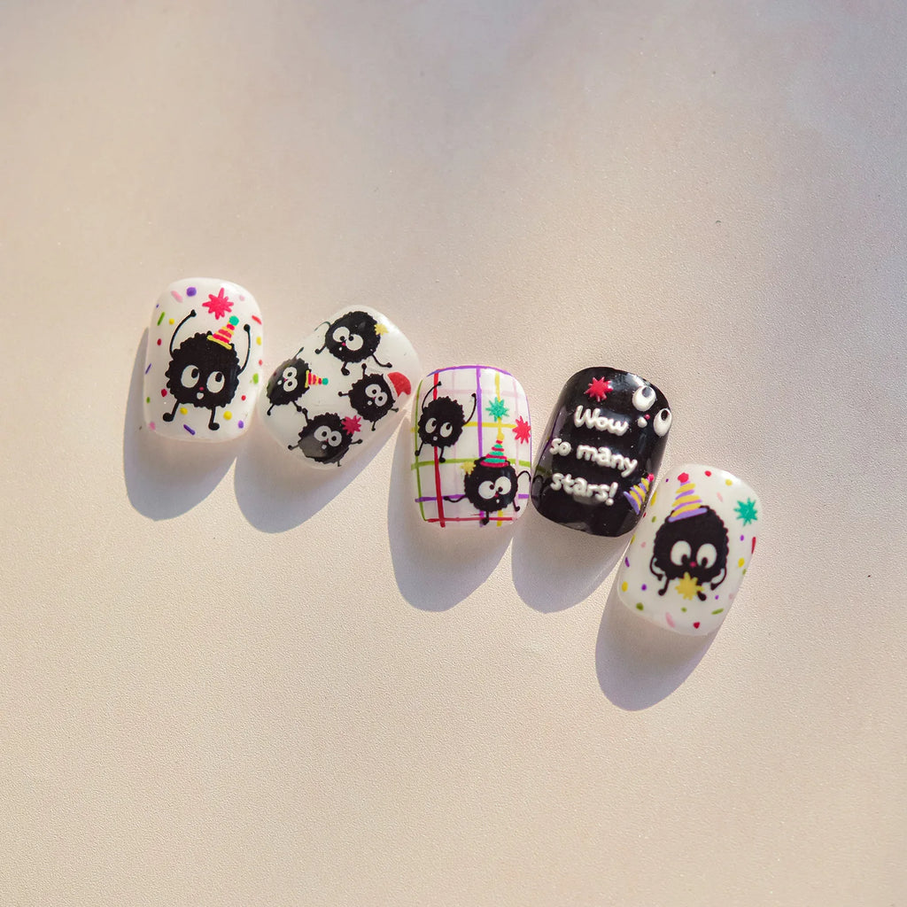5D Embossed Nail Stickers Japanese-style cColorful Coal Ball Self Adhesive Nail Art Stickers DIY Kawaii Cartoon Manicure Decals
