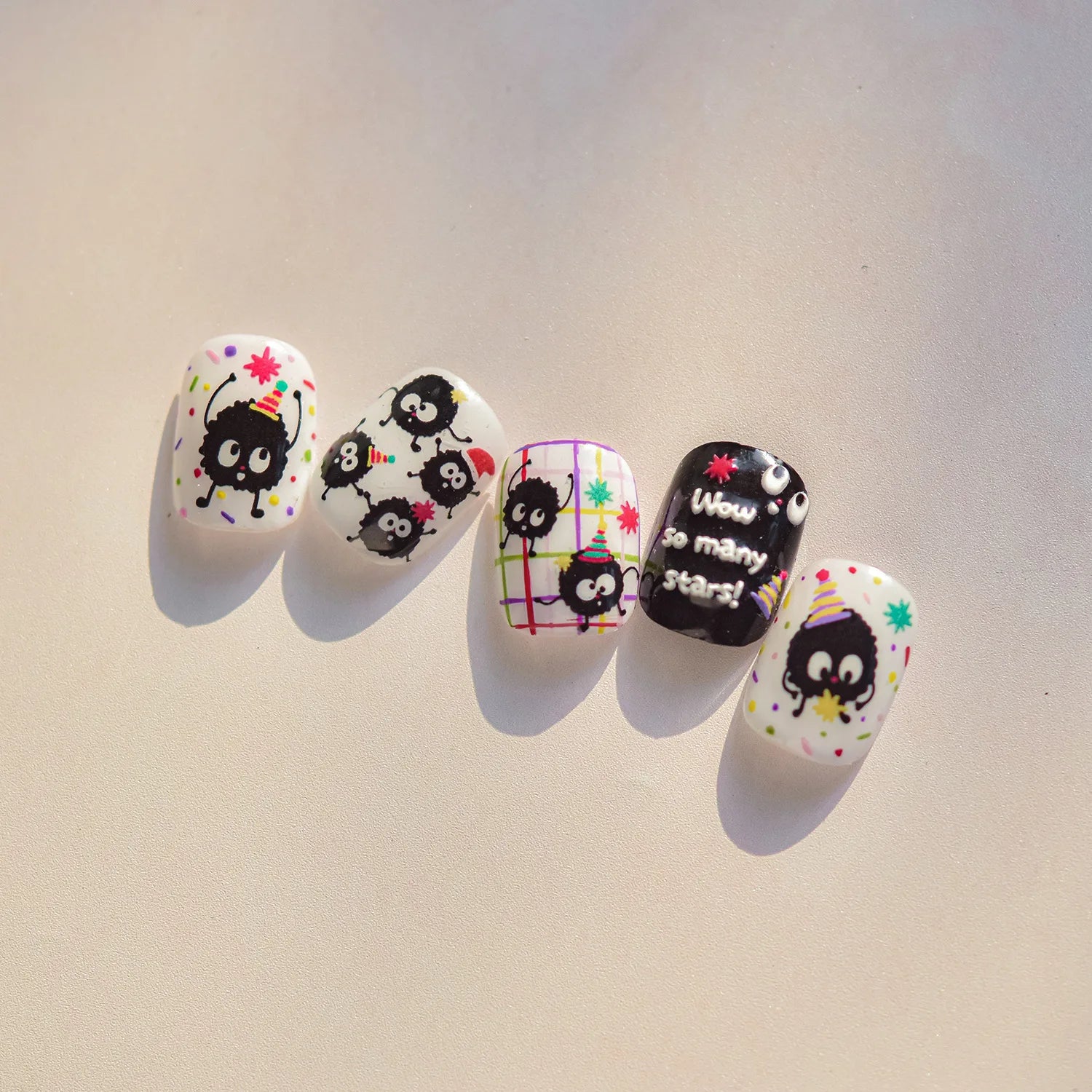 5D Embossed Nail Stickers Japanese-style cColorful Coal Ball Self Adhesive Nail Art Stickers DIY Kawaii Cartoon Manicure Decals