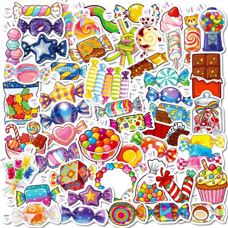 10/30/50PCS Cartoon Star Candy Sticky PVC Sticker Stationery DIY Colored Laptop Luggage Skateboard Decoration Scrapbooking