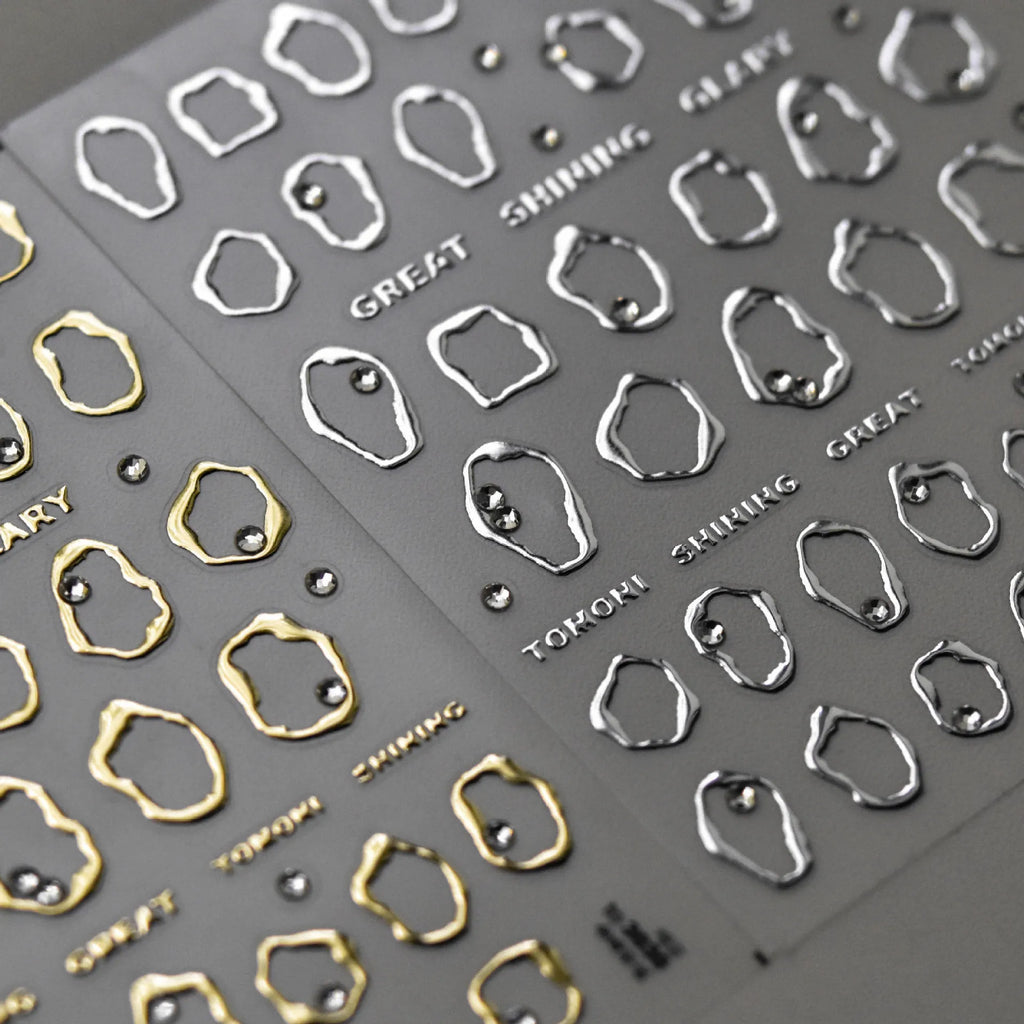 1pc lrregular Silver Frame Nail Art Stickers 5D Crystal Diamond Manicure Designs Stickers for Nails Decorations Adhesive Decals