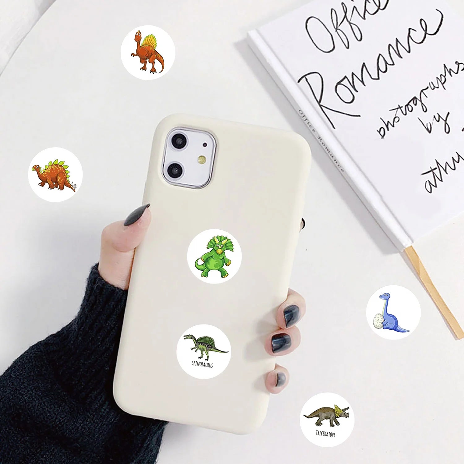 1Roll(500pcs) 1'' Round Cartoon Dinosaurs Stickers for Kids Teacher Reward School Supplies Animal Incentive Home Decor