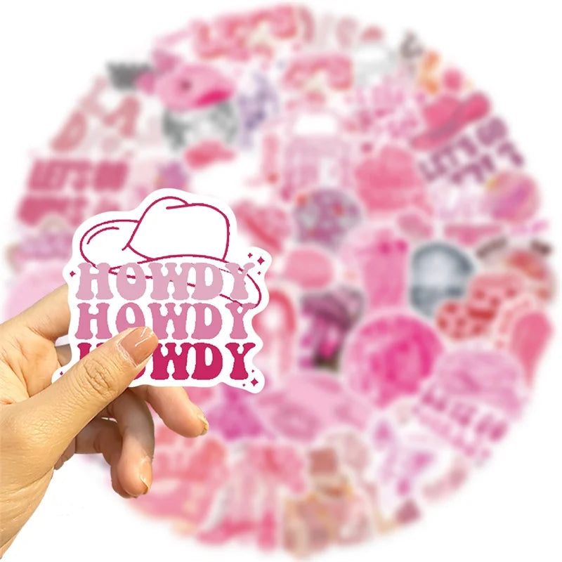 10/30/50PCS Cute Girl Cowboy Sticky PVC Sticker Aesthetic Stationery Pink DIY Decoration Scrapbooking School Supplies for Kids