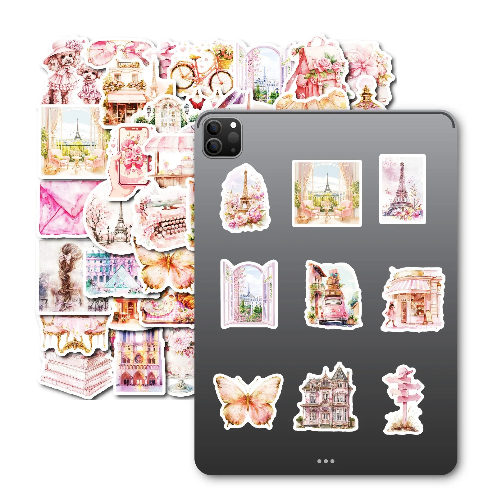 50/100PCS Pink Retro Paris Items Waterproof Stickers DIY Mobile Skateboarding Creative Stationery Stickers