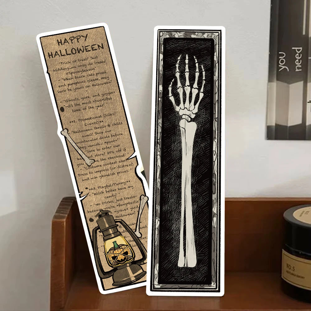 30/60PCS Retro Halloween Alien Bookmarks Nostalgia Luggage Living Room Reading Books Laptop Bicycle Phone Motorcycle Card Bookma