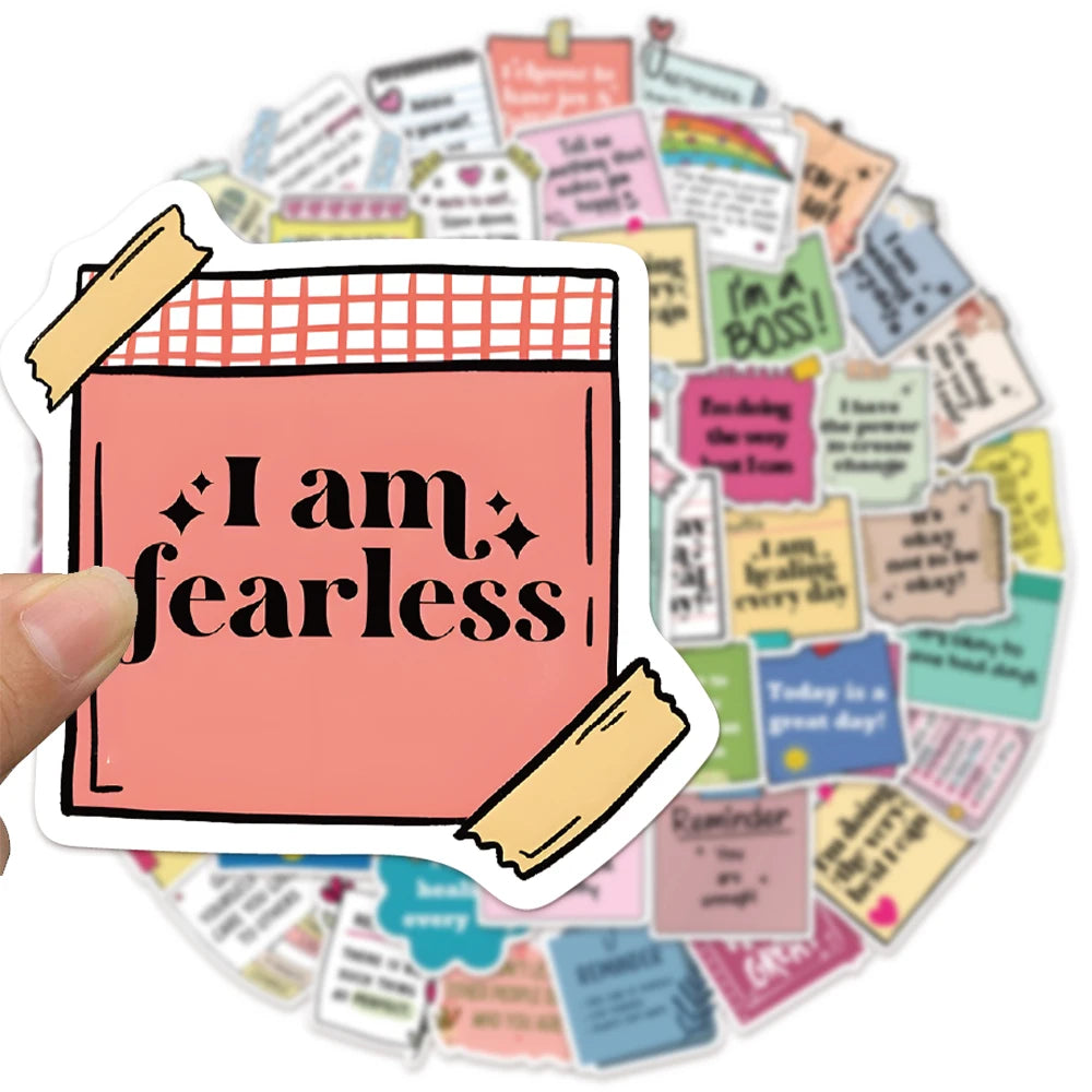50PCS Self affirmation Encouragement Slogans Graffiti Stickers DIY Manual for Speakers Skateboards Tablets Decorative Stickers