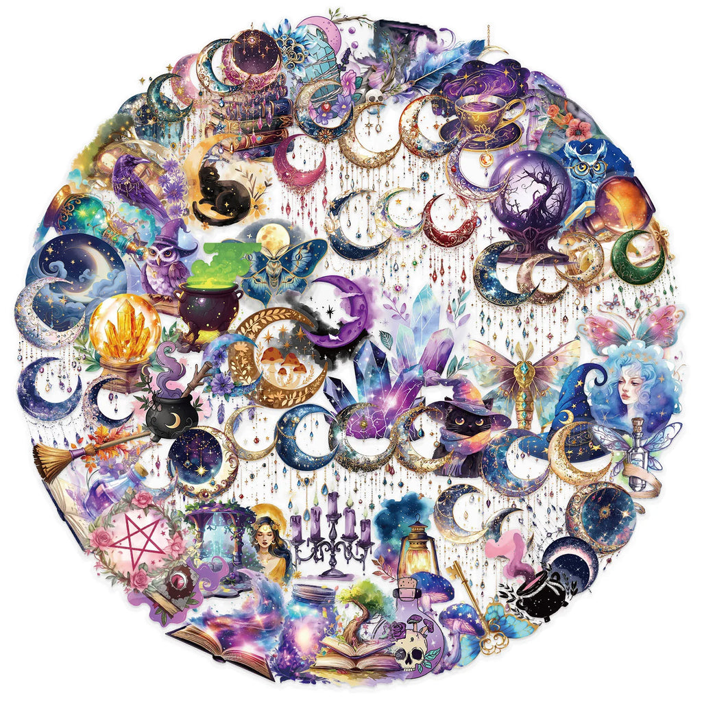 100PCS Starry Sky Magic Planet Dreamy Galaxy Stickers DIY Decor Stationery Box Notebook Pen Holder Transparent PET Stickers