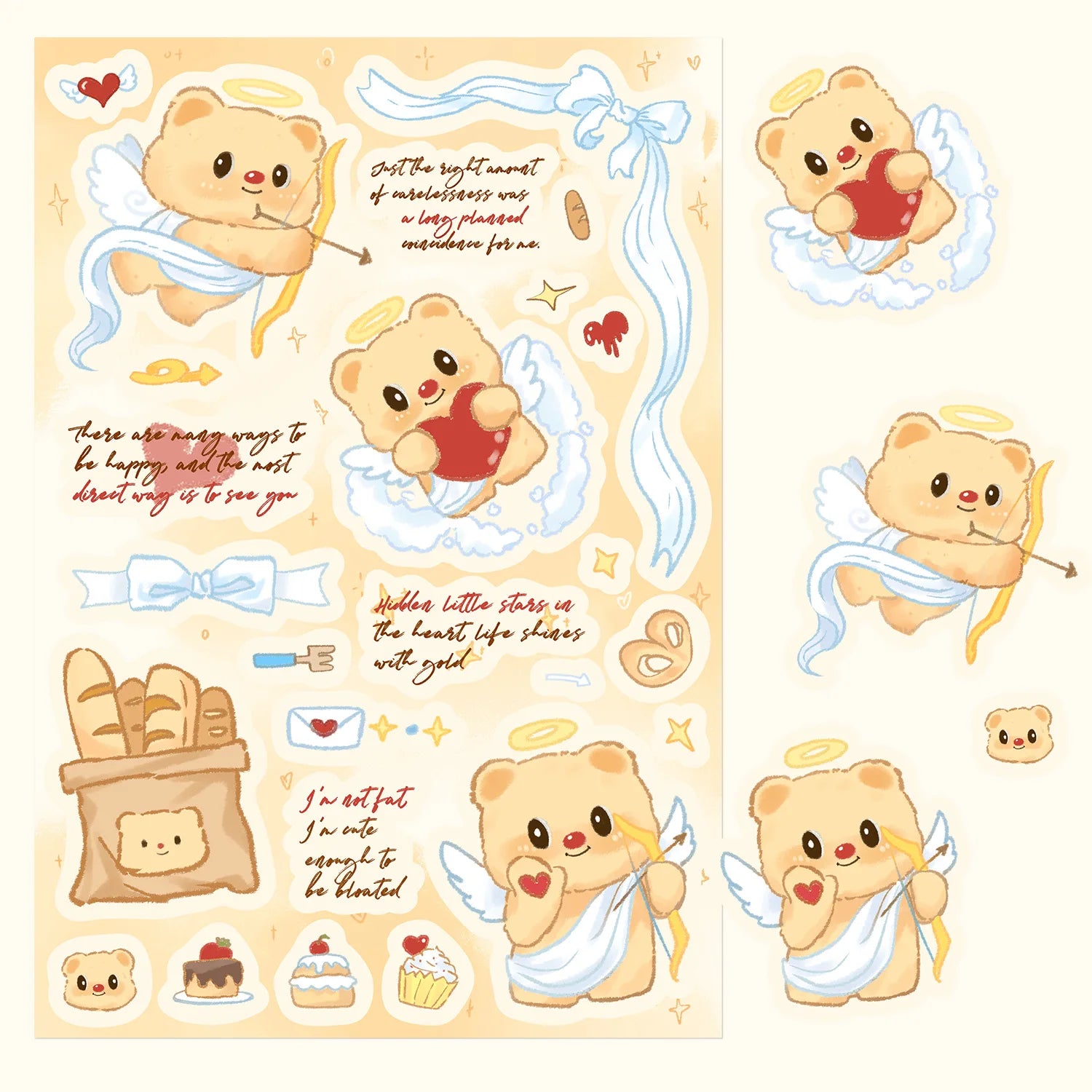 8PCS Butter Bear Cute and Fun Graffiti Stickers Toy DIY Manual Luggage Motorcycle Laptop Luggage Stickers