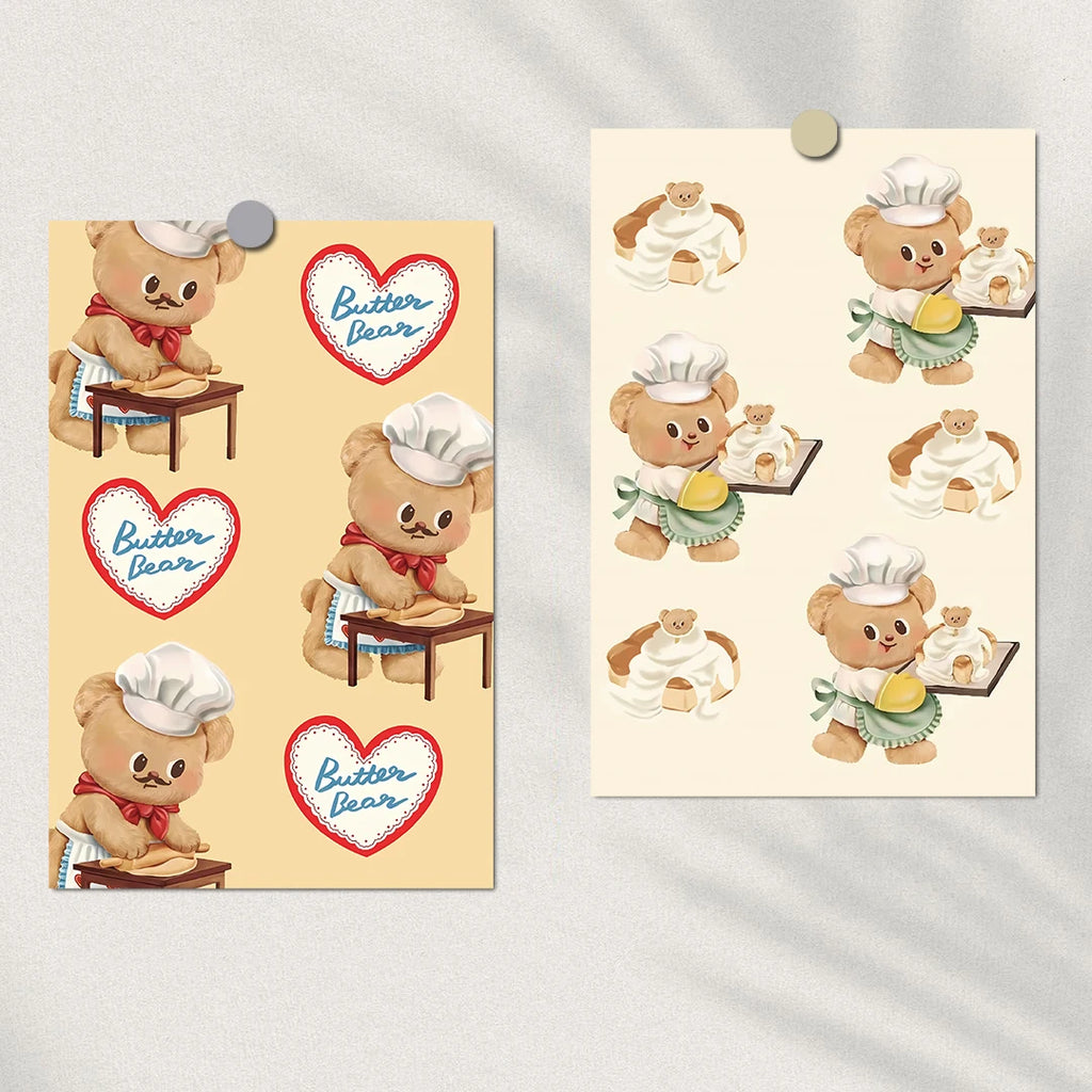 10PCS Butter Bear Card Postcard Sticker Harajuku Scrapbooking Stickers Retro Stickers Y2k Fashion DIY Streetwear Dot Stickers
