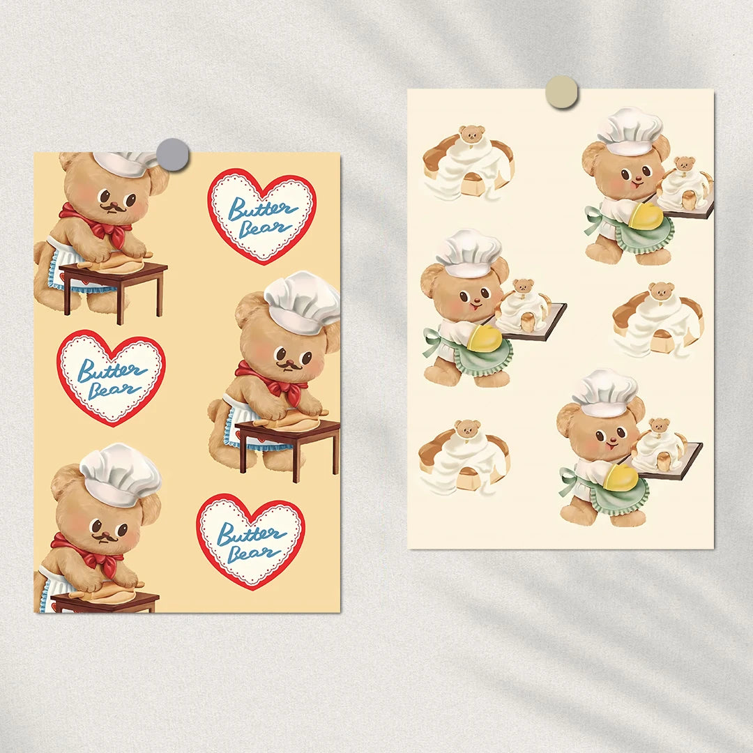 10PCS Butter Bear Card Postcard Sticker Harajuku Scrapbooking Stickers Retro Stickers Y2k Fashion DIY Streetwear Dot Stickers