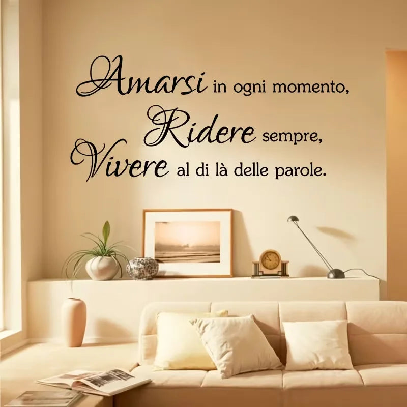 1pc Inspirational Italian Quote "Always Love Yourself, Laugh Forever, Language Doesn't Matter" Wall Decal - Removable Self-Adhes