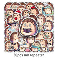 50PCS Cartoon Hedgehog Stickers, Cute Animal Waterproof Decals for Stationery Computer Cup Journal Decor Funny Reward Sticker