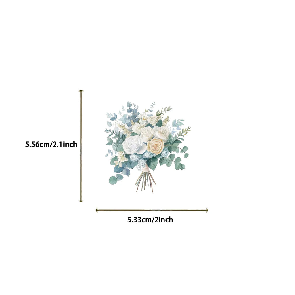 50PCS Transparent PET Flower Lea f& FLower Gift Sticker Pack Stickers Phone Case Water Cup Guitar Tablet Luggage Stickers