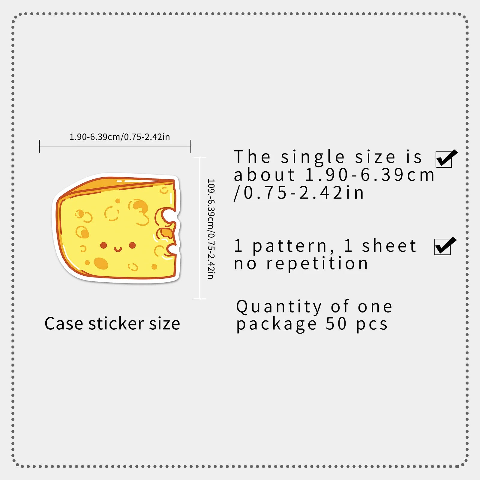 50/100PCS Cartoon Cheese Stickers Food Graffiti Decoration Notebook Water Bottles Storage Box Stationery Stickers