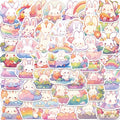 10/30/50PCS Rainbow Rabbit PVC Sticker Aesthetic Children's Korean Decoration Scrapbooking Stationery School Supplies for Kids