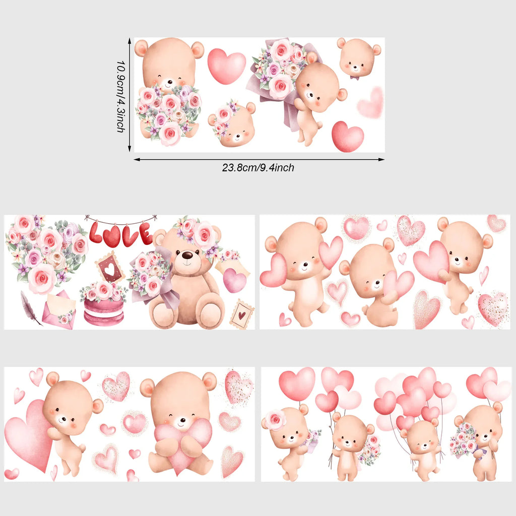 5 Sheets Valentine's Day UV DTF Cup Stickers,Glass Sports DTF Transfer Stickers,Waterproof Couple Wipe Transfers for 16 oz Glass