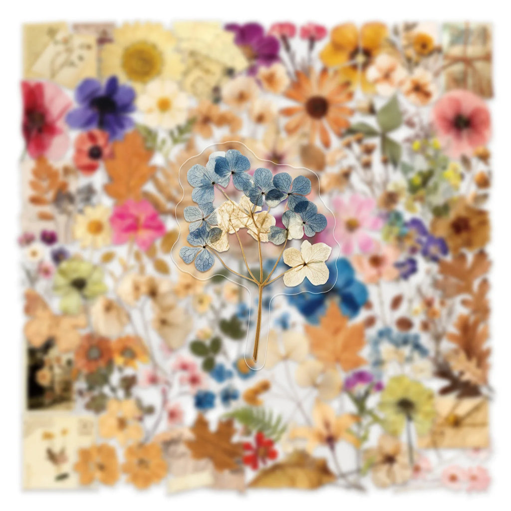 50/100PCS Plant and Flower PET Stickers Decorative Landscape Stickers DIY Stationery Refrigerator Flower Stickers
