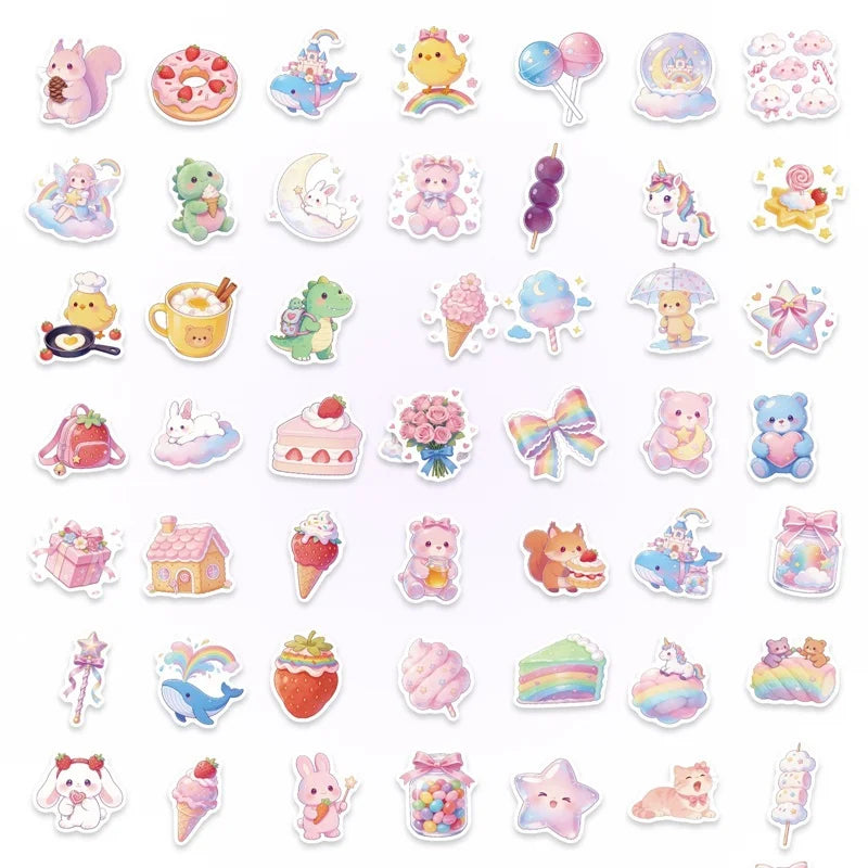10/30/56PCS Abstract Lines Cat PVC Sticky Sticker Stationery DIY Children's Laptop Luggage Skateboard Decoration Scrapbooking