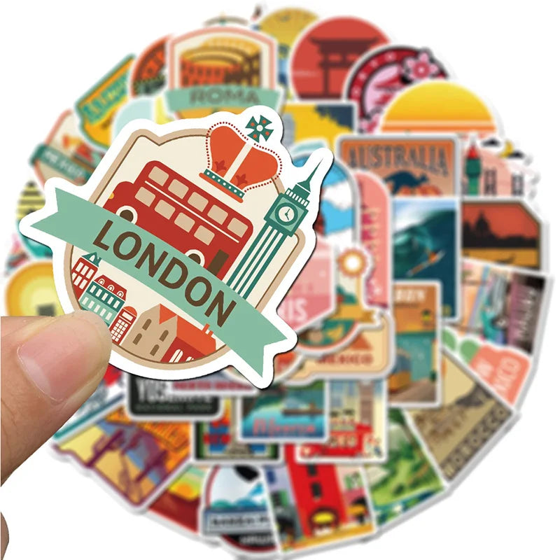 50PCS Summer Surfing Hawaii Sea Beach Stickers Vinyl Sticker Nostalgia Laptop Guitar Luggage Graffiti Motorcycle Stickers Decals