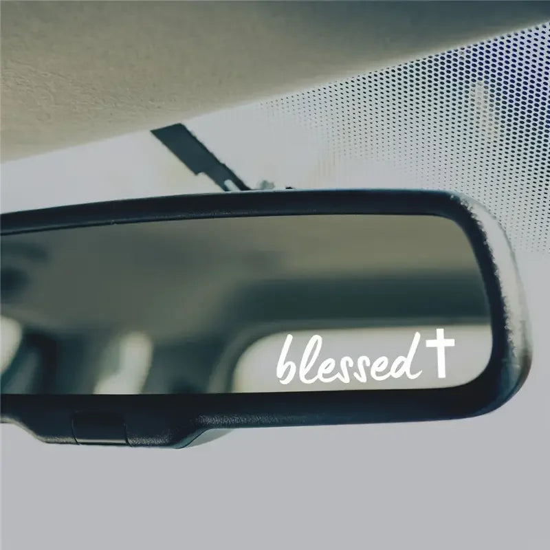 Blessed Mirror Decal, Car Decals For Women, Faith Mirror Decal, Cute Vinyl Decal, Car Mirror Decal, Religious Car Accessories