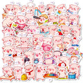 50/100 Pcs Fun Cartoon Pink Pig Funny Theme Stickers No Repeat for Stationery Box Notebook Helmet Car Scooter Suitcase Decals