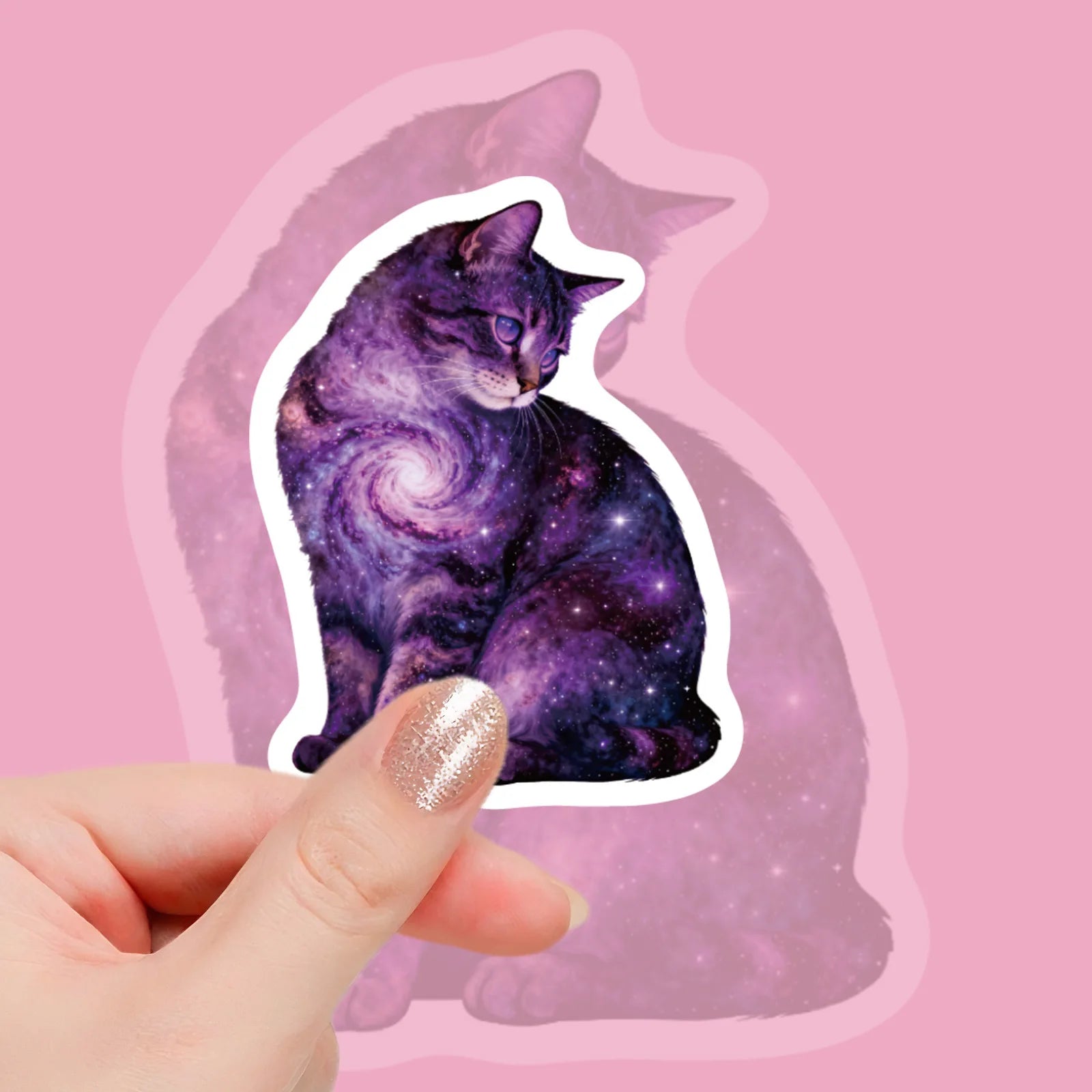 56Pcs Galaxy Cat Doodle Stickers Cute Stationery Notebook Fridge Luggage Waterproof Decals Funny DIY Decor Srickers