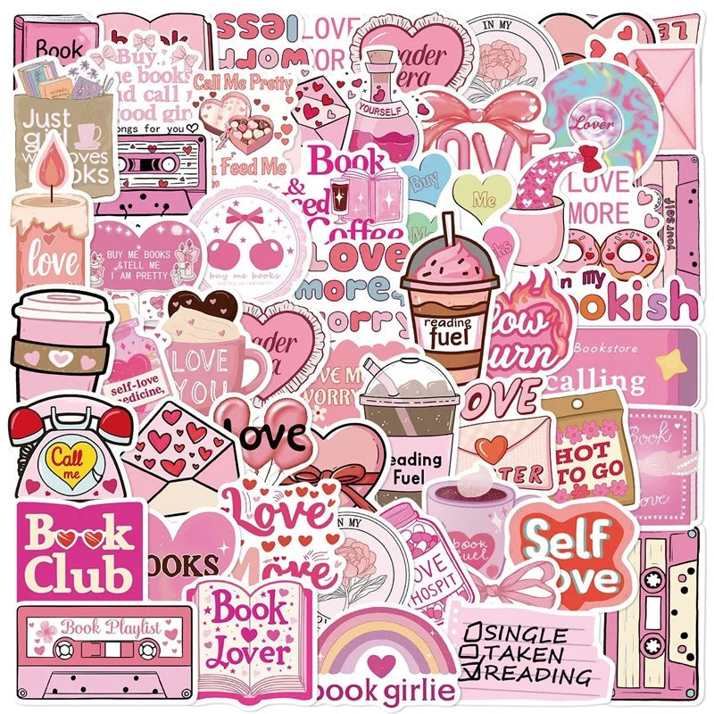 10/30/50PCS Cartoon Pink Love PVC Sticker Aesthetic Children's Stationery Sticky DIY Decoration Scrapbooking School Supplies