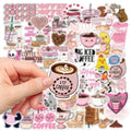 50/100PCS Cartoon Funny Coffee Sticker Small Fresh Cartoon Graffiti Cute Decorative Notebook Stationery Waterproof Sticker