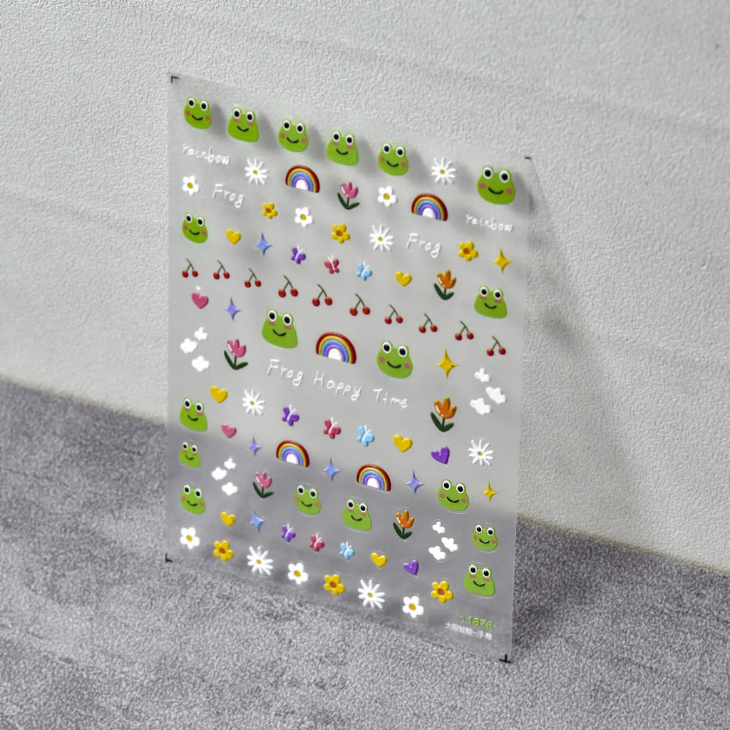 Cute Graffiti Lines Nail Art Stickers 5D Embossed Butterfly Rabbit Nail Art Accessory Stickers DIY Japanese Self Adhesive Decals