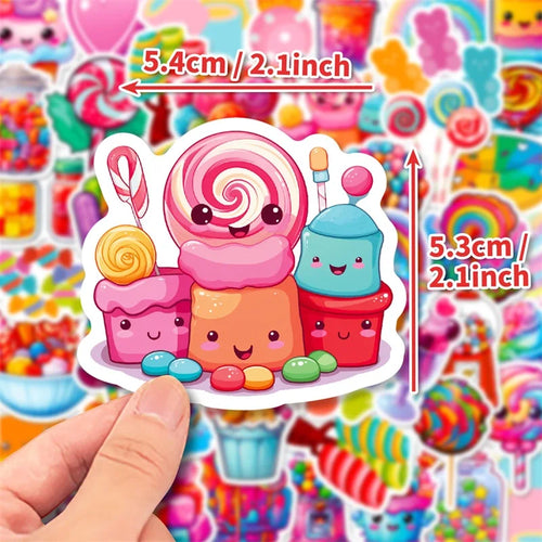 10/30/50PCS Cute Rainbow Candy Colorful Decoration Scrapbooking PVC Sticker Aesthetic Korean Stationery School Supplies for Kids