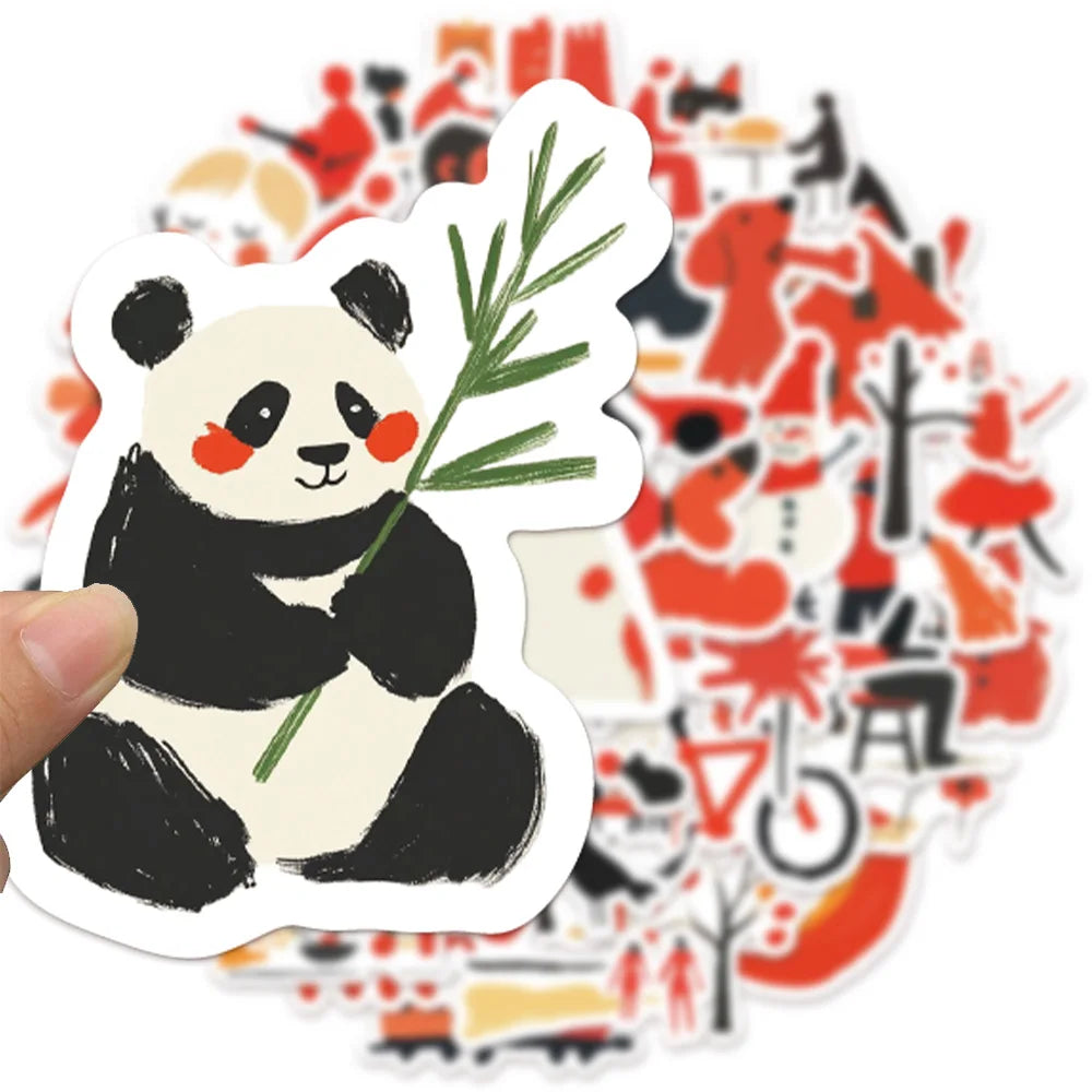 50PCS Cartoon Red Minimalist Style Decoration DIY Creative Phone Case Laptop Cup Speaker Toy Sticker