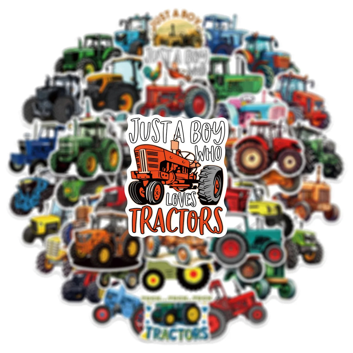 50/100 Pcs Cartoon Farm Tractor Colorful HD Stickers for Phone Case Toolbox Fridge Cabinet Drawer Stationery Box Removable Decal