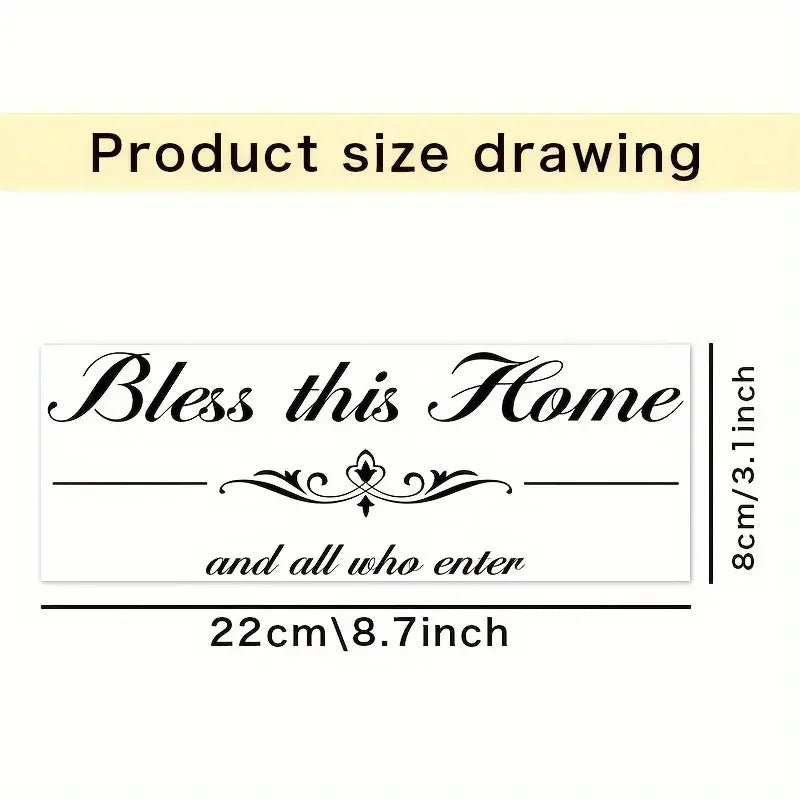 1pc Bless This Home And All Who Enter English Sticker, Vinyl Separated Letters Decal, Wall Quote Sticker, Home Entryway Letterin