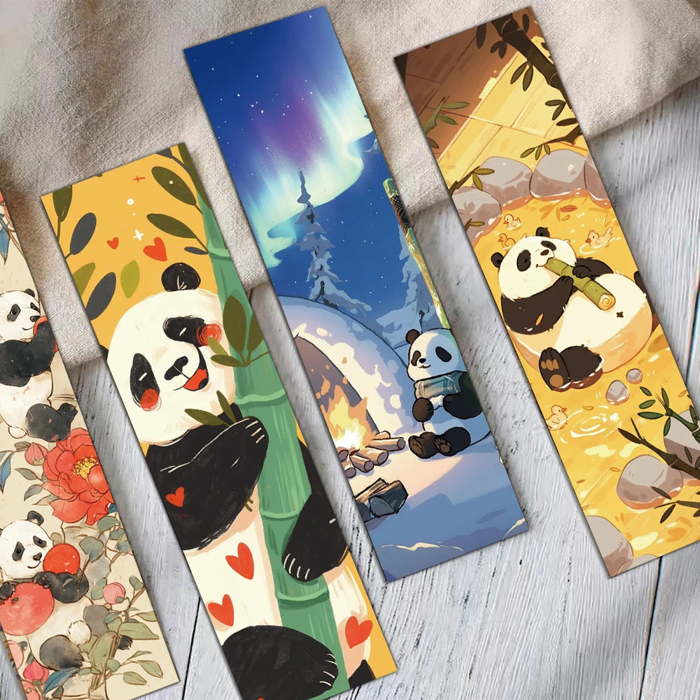 30PCS Cute Panda Bookmark Reading Books Suitcase Annotated DIY Phone Stationary Pages Supplies Cards Cartoon Marking Bookmarks ﻿