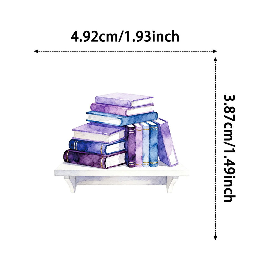 56PCS Bookshelf Therapy Doodle Stickers, Blue Reading Theme Student Stationery Notebook Suitcase DIY Decorative Art Sticker