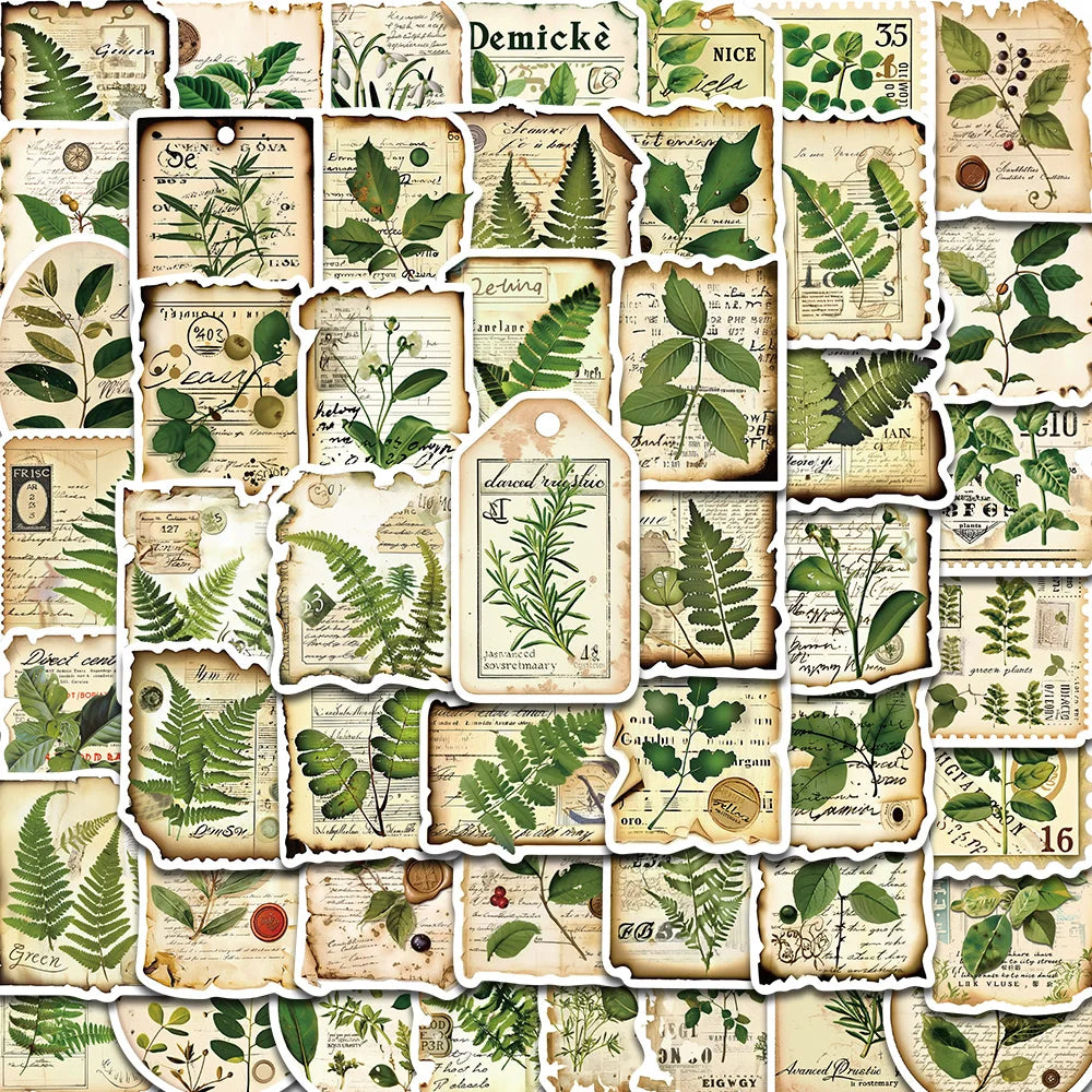 50PCS Fragmentation Of Botanical Garden Labels Stickers Notebook Coffee Skateboard Phone  PVC Creative Fun for Sticker ﻿
