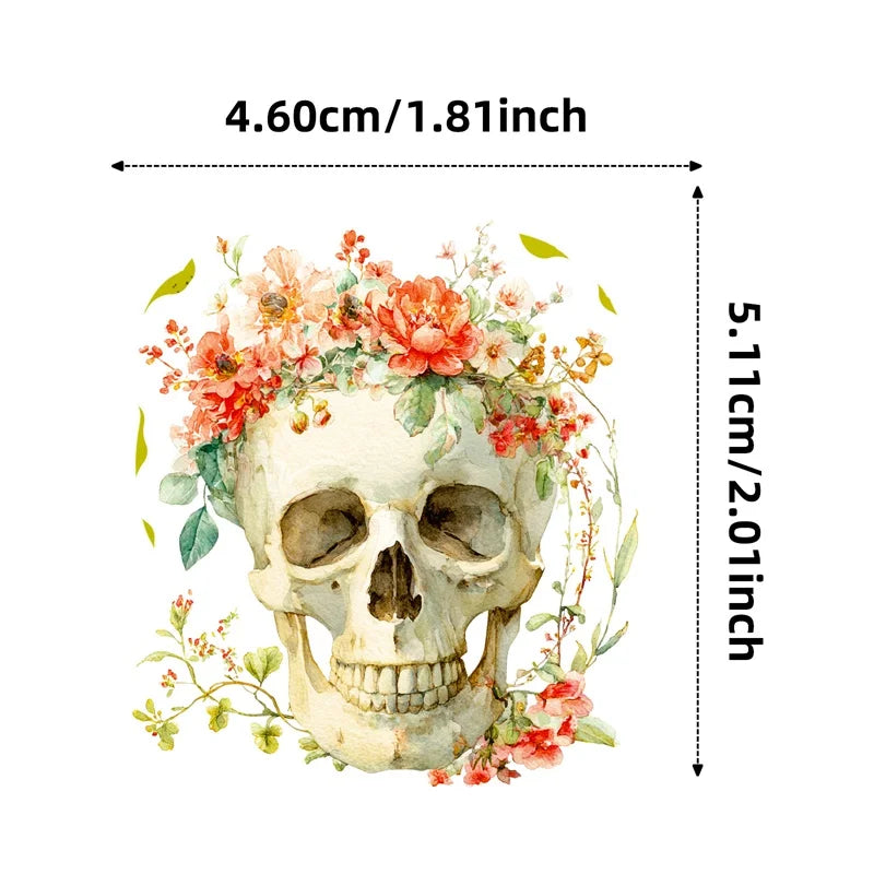 10/30/56PCS Cute Flower Skull Organs PVC Sticky Stickers Aesthetic Colored DIY Phone Laptop Luggage Skateboard Graffiti Decals