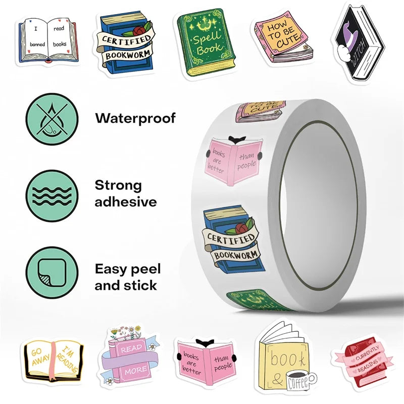 500PCS Kawaii Magic Book Sticky Paper Sticker Labels Thank You Sticker Sealing DIY Decoration Scrapbooking Supplies for Kids