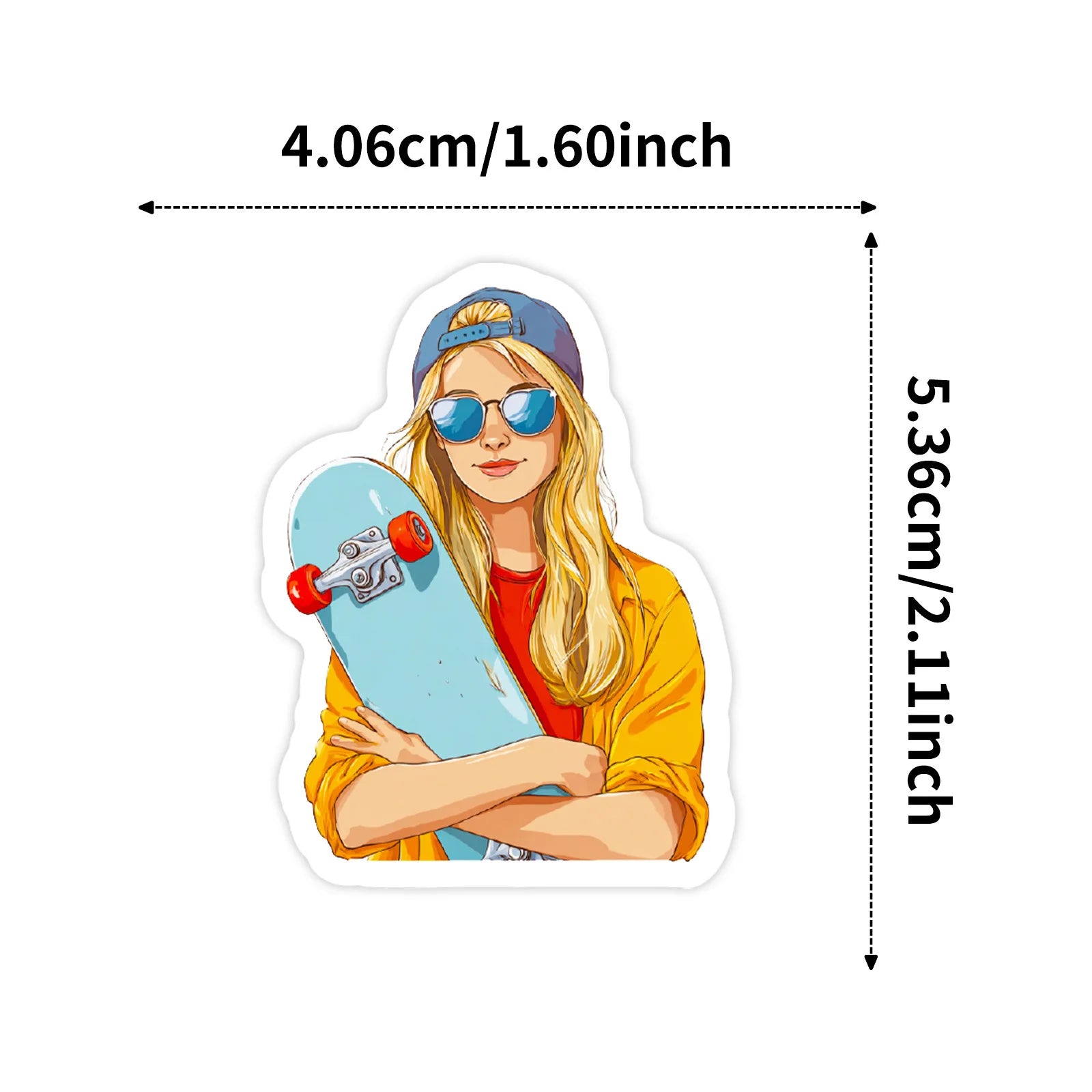 56PCS Street Style Skateboard Creative Stickers, Skate Enthusiast Student Notebook DIY Fun Waterproof Decorative Sticker