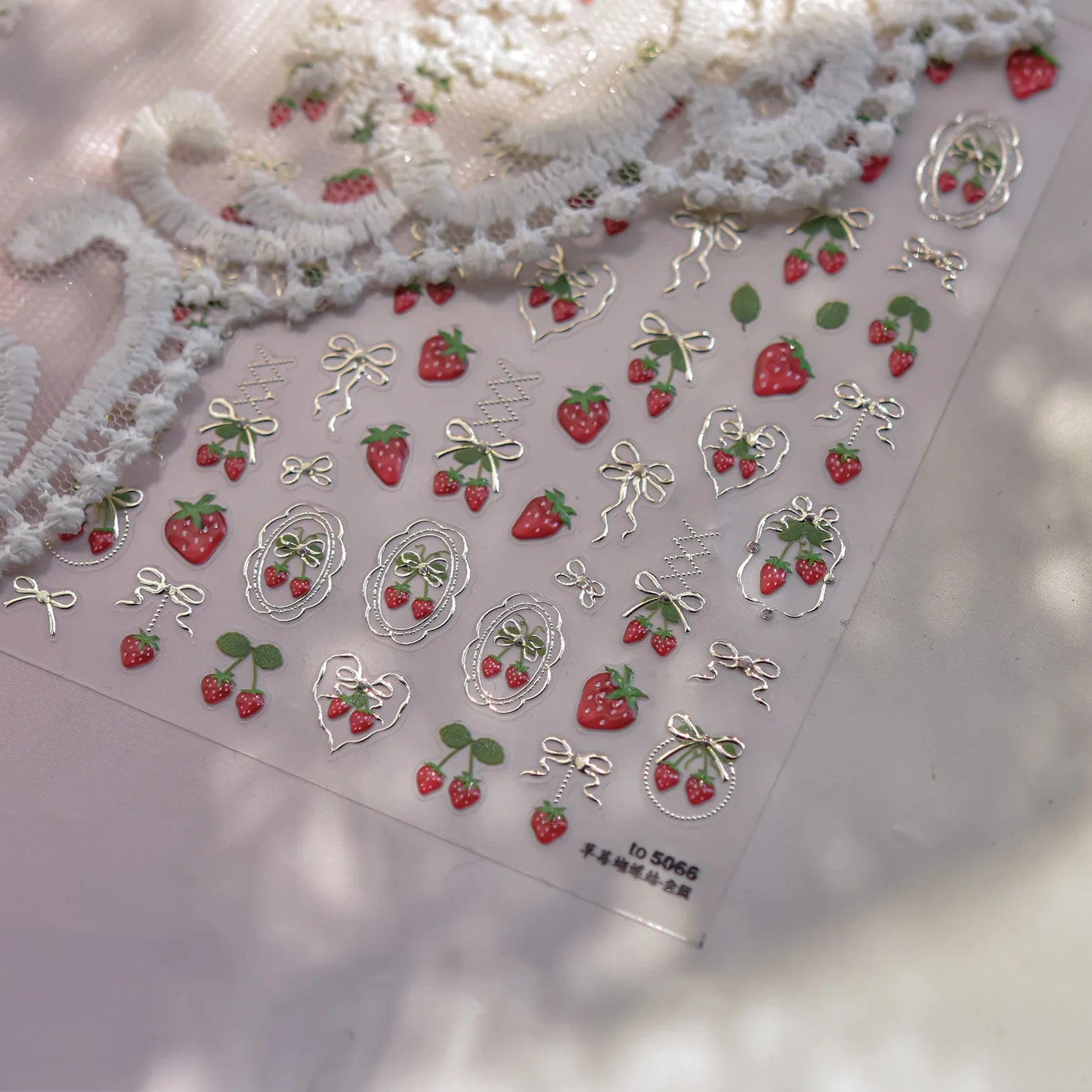 1pcs Cute 5D Jelly Nail Stickers Dessert Fruit Cherry Pink Claw Print Bowknot Love Nail Art Sticker Adhesive Manicure Decals DIY
