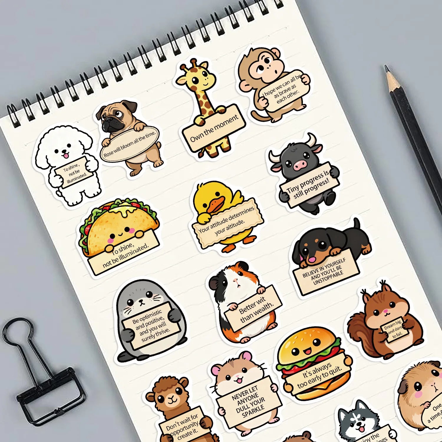 100PCS Cartoon Animal Emotional Support MEME Graffiti Stickers DIY Decoration Guitar Notebook Luggage DIY