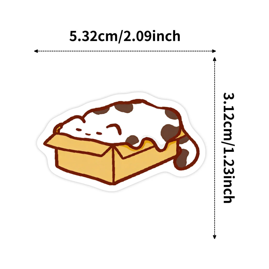 56PCS Cute Cat Bread Doodle Stickers Student Stationery Notebook Diary Office Supplies Storage Box Guitar Waterproof Stickers