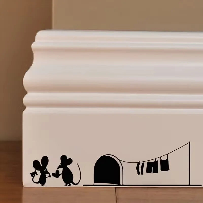 A Lively And Cute Mouse Baseboard Wall Sticker, Combining The Mouse with Everyday Scenes, Can Be Applied to The Baseboard, Insta