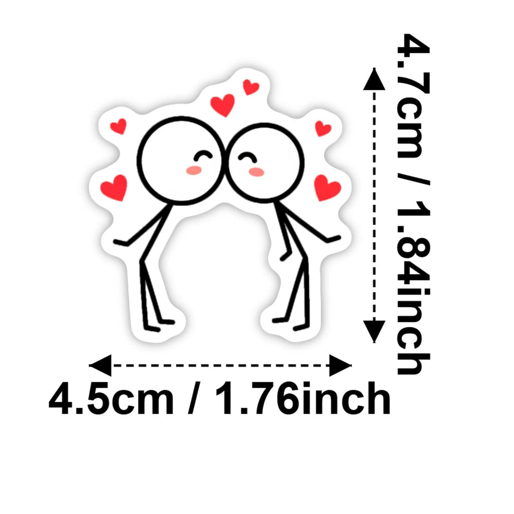 50/100 Pcs Minimalist Stick Figure Couple Heart Stickers for Atmosphere DIY Phone Laptop Window Wall Fridge Waterproof Decals