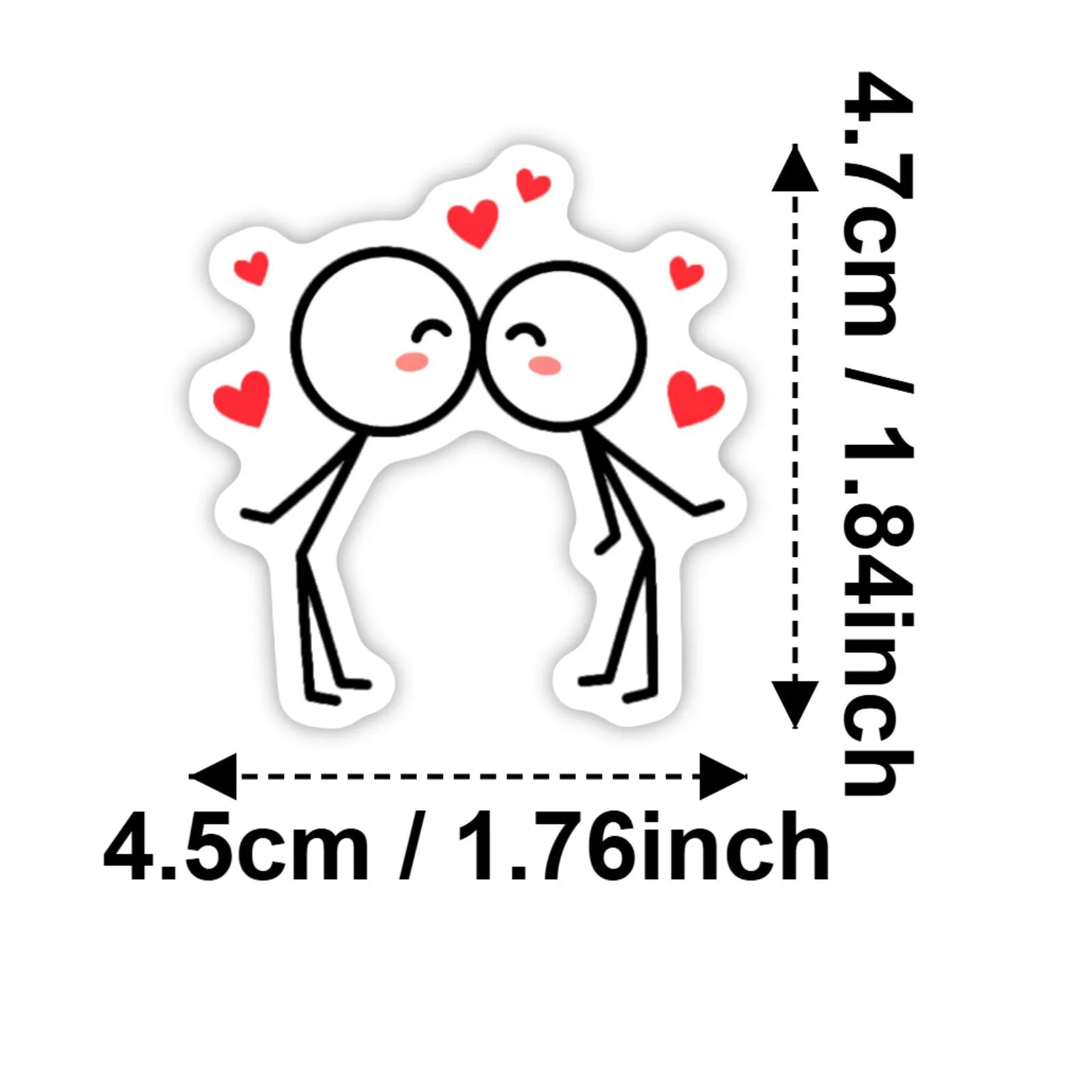50/100 Pcs Minimalist Stick Figure Couple Heart Stickers for Atmosphere DIY Phone Laptop Window Wall Fridge Waterproof Decals