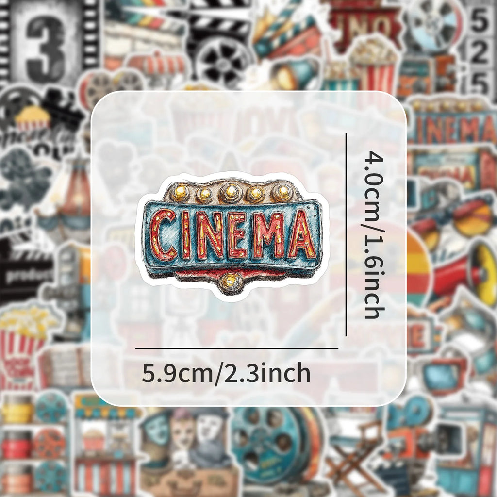 50/100 Pcs Retro Cinema Art Theme Stickers for Storage Box Phone Fridge Album Helmet Car Cup Removable No Trace Decals