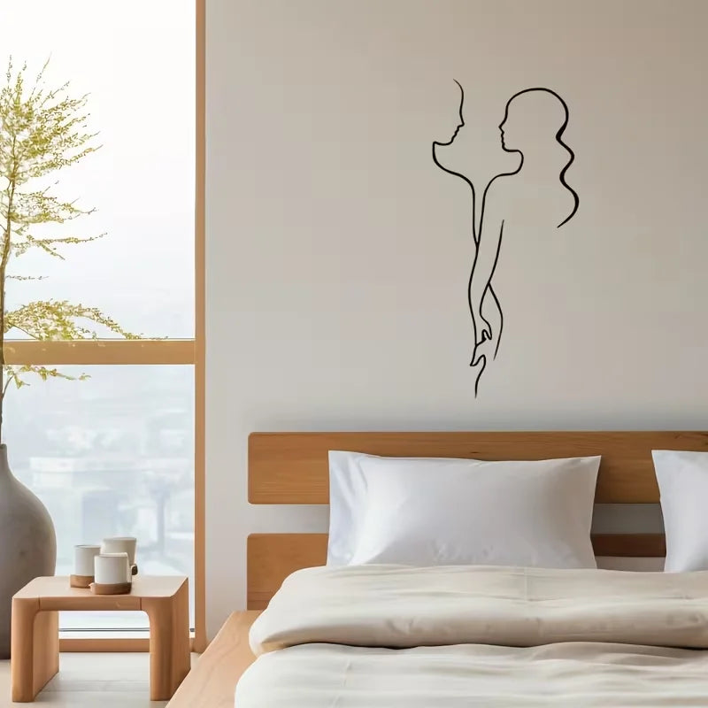 1pc Abstract Couple Wall Decal - Self-Adhesive, Removable Sticker for Bedroom, Living Room, Entryway & Porch Decor - Perfect for