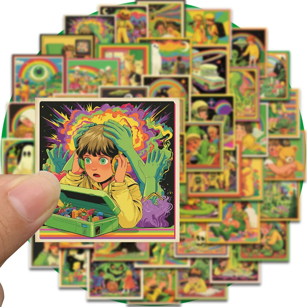 50PCS American Retro Comic Style Stickers Creative Gift Laptop Luggage Wall Art Room Creative Skateboard Cafe Room Decor