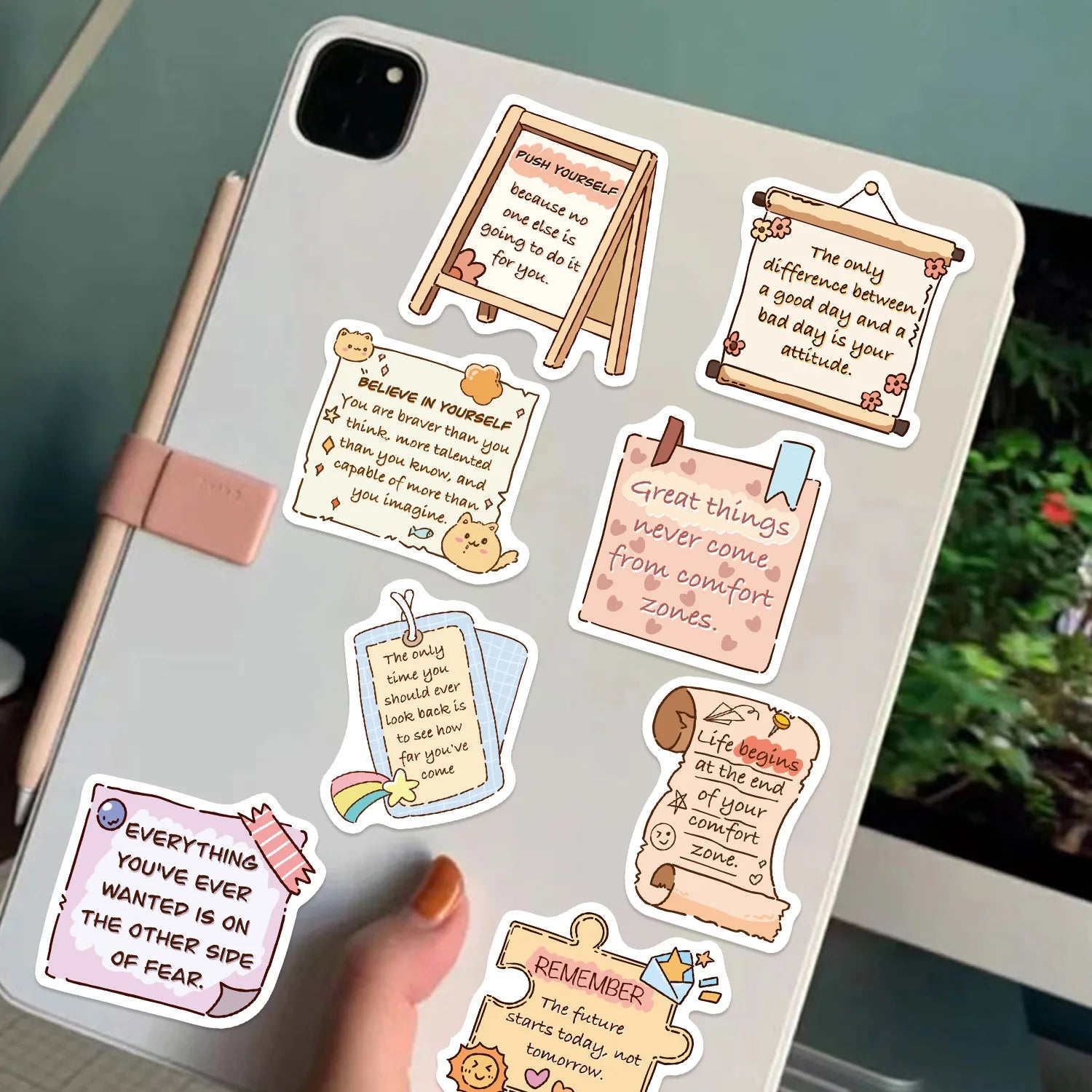 50/100Pcs Cartoon Mental Health Motivational Phrase Doodle Stickers School Stationery Notebook Guitar Luggage Fridge Diy Sticker