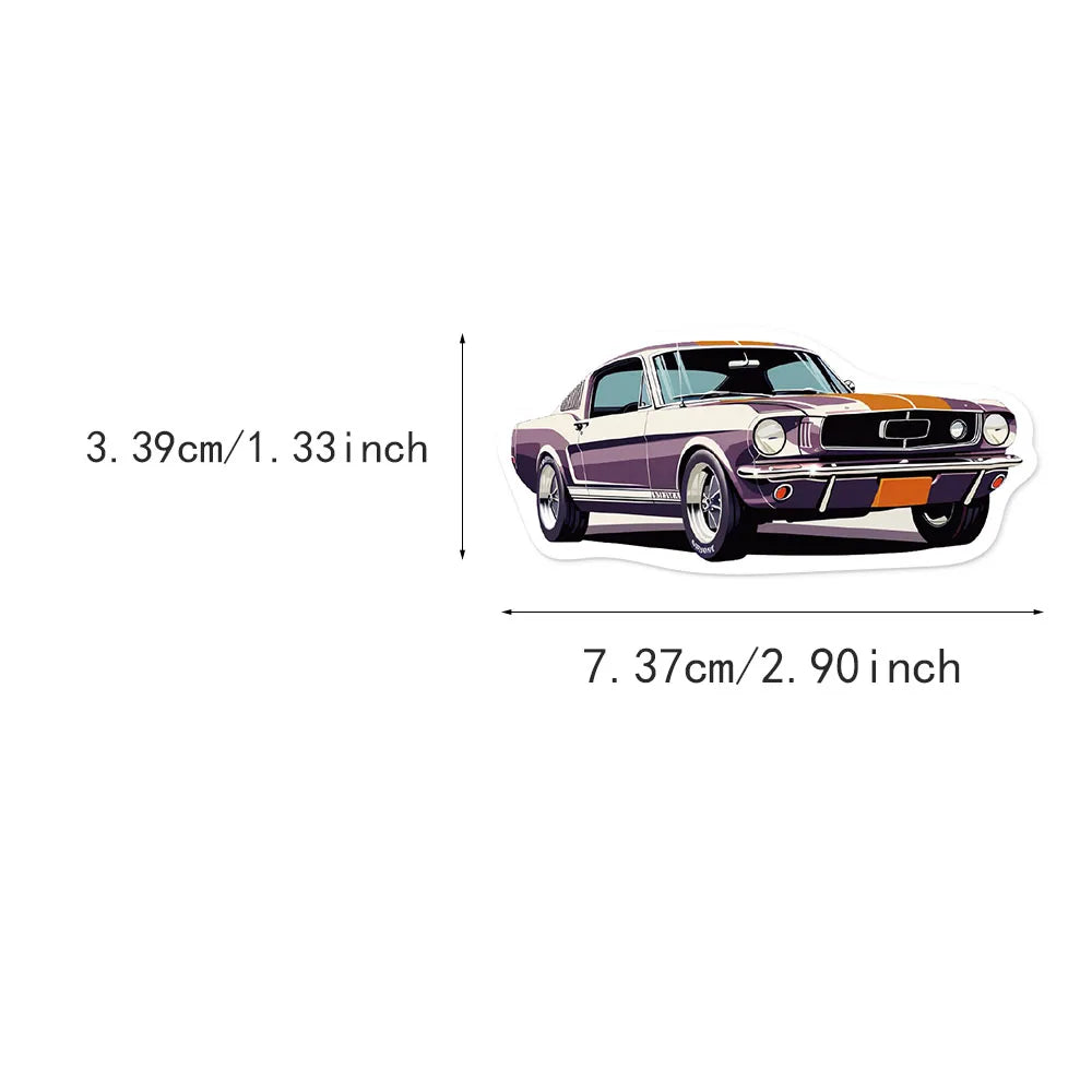 50PCS Cartoon Car Popular Fun Stickers DIY Stickers Handmade Tags Tablet Computer Water Cup Toy Decorative Stickers
