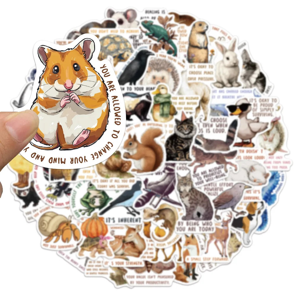 50PCS Medieval Animal Quotes Fun Stickers DIY Handmade Album Fixed Phone Laptop Stickers Toy